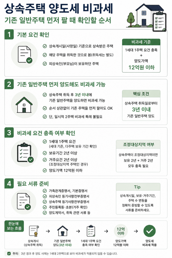 상속주택 양도세 비과세, 기존 일반주택 먼저 팔 때 확인할 순서 1 ChatGPT Image 2026년 8월 13일 오후 10 33 15